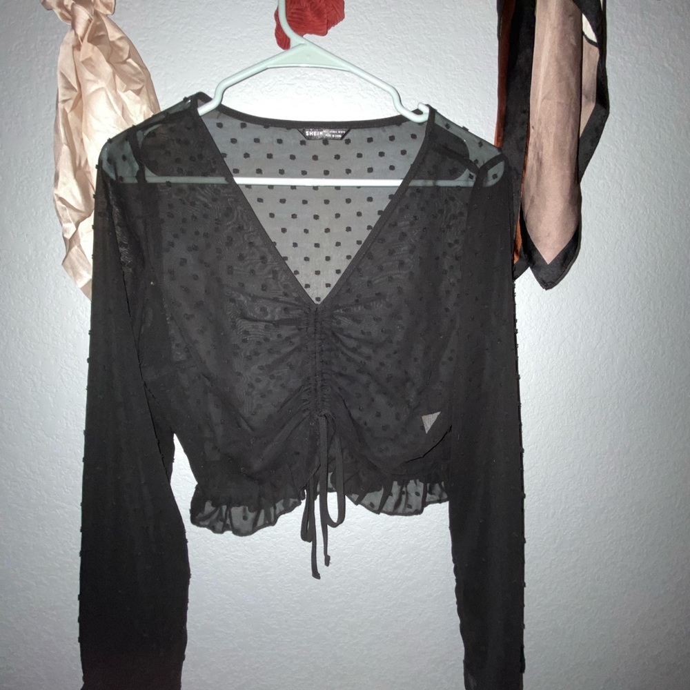 Mesh black crop top